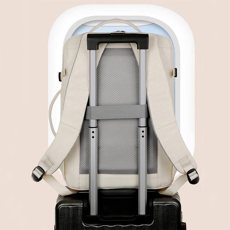 Mandotos large capacity backpack with multiple pockets, ideal for computer travel and daily use, shown with compartments and adjustable straps.