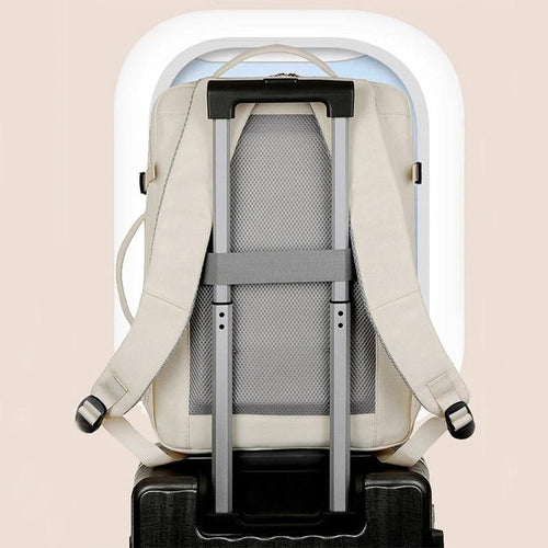 Mandotos large capacity backpack with multiple pockets, ideal for computer travel and daily use, shown with compartments and adjustable straps.