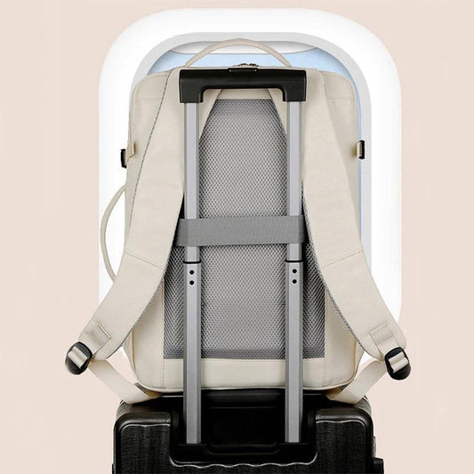 Mandotos large capacity backpack with multiple pockets, ideal for computer travel and daily use, shown with compartments and adjustable straps.