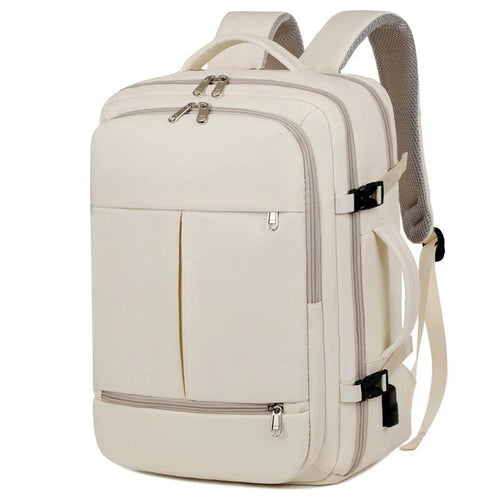 Large capacity MANDOTOS backpack with multiple pockets, ideal for computer travel and everyday use, shown in a sleek design.