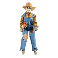 Light-up guitarist skeleton Halloween decoration by MANDOTOS with spooky costume and illuminated features for festive decor.