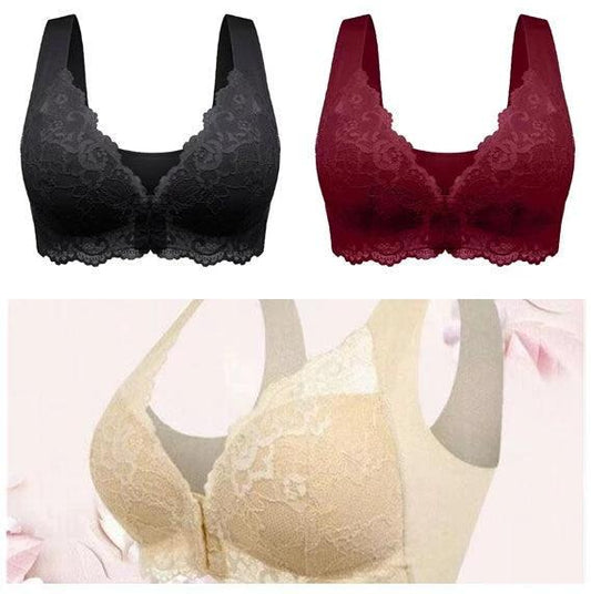 Mandotos LuxeLace women's breathable gathered lace underwear with non-steel comfort fit, featuring delicate lace details and soft fabric.
