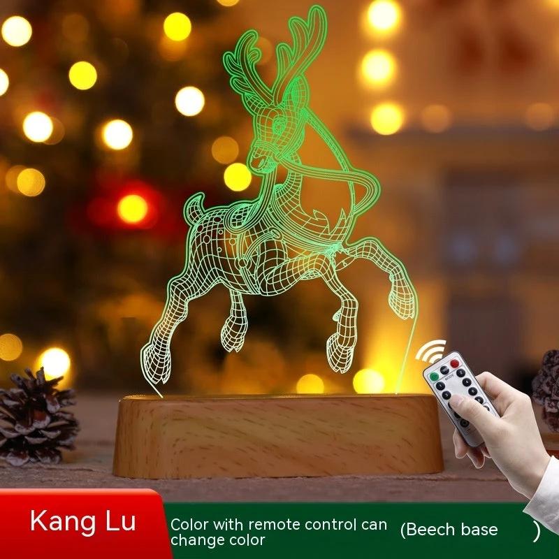 MANDOTOS Christmas 3D LED acrylic night light ornament with festive holiday design, ideal as a gift or holiday decor for kids.
