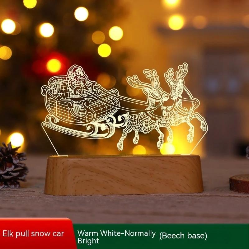 Mandotos Christmas 3D LED acrylic night light ornament with festive holiday design, perfect for kids' holiday decor.