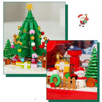 Mandotos Christmas Cloud Night Lamp with LED lights and mirror frame, built from assembled building blocks, festive holiday decor.