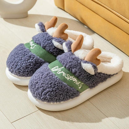 Mandotos Christmas Elk slippers featuring cozy winter home footwear with festive elk design and soft, warm material.