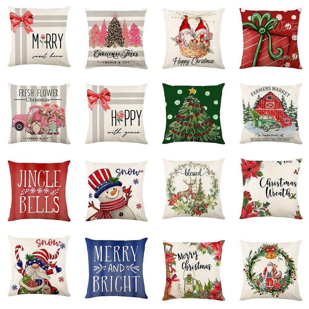 Mandotos Christmas pillow cover featuring snowflake stamping design, festive holiday decor for sofa or bed.