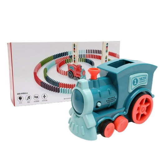 Mandotos Domino Train toy with electric, automatic building blocks for creative STEM learning and imaginative play.