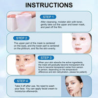 Mandotos face mask with pore-shrinking, moisturizing, and deep hydration effects, shown applied to a person's face.