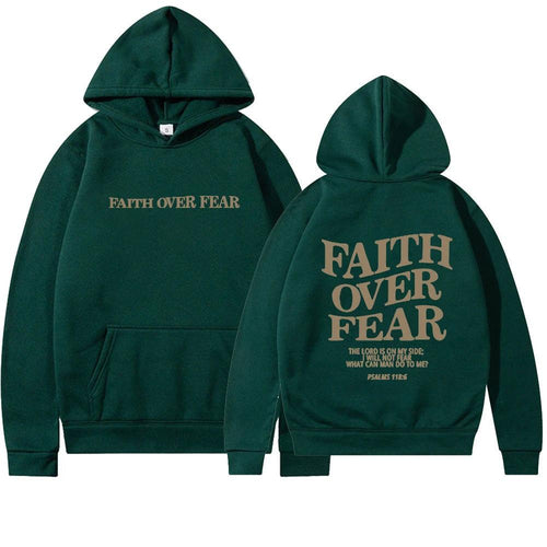 Unisex brown Christian hoodie by Mandotos featuring Psalm 118:6 Bible verse and faith over fear design.