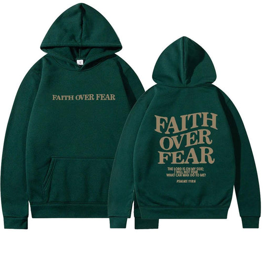 Unisex brown Christian hoodie by Mandotos featuring Psalm 118:6 Bible verse and faith over fear design.