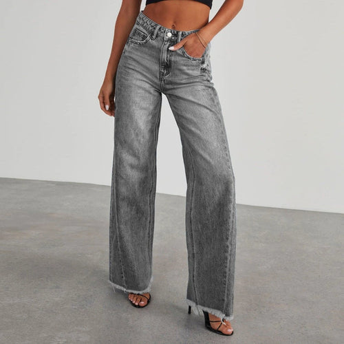 Mandotos high waist jeans with pockets, slim fit, straight and wide-leg denim pants for a stylish, comfortable look.