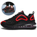 Mandotos men's casual black air cushion sneakers with breathable design, lace-up closure, suitable for outdoor running and sports activities.