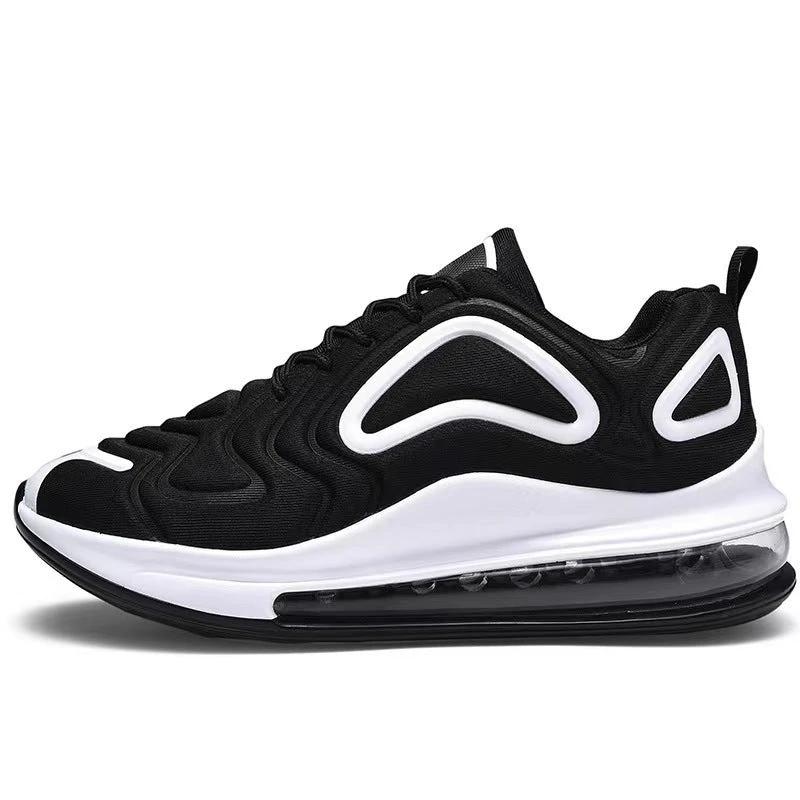 Mandotos men's casual black air cushion sneakers with breathable lace-up design, ideal for outdoor running and sports.