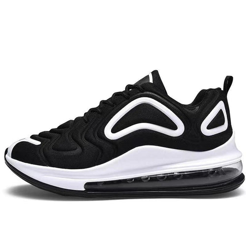 Mandotos men's casual black air cushion sneakers with breathable lace-up design, ideal for outdoor running and sports.