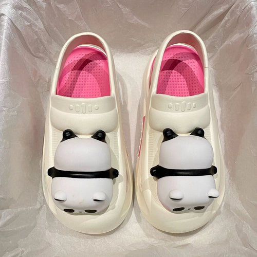 Mandotos Panda Lamp slippers for women featuring light-up soles, EVA comfort, non-slip sole, perfect for summer indoor wear.