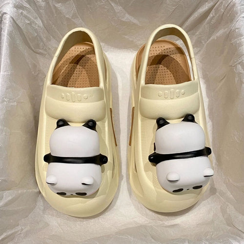 Mandotos Panda light-up slippers for women, EVA sandals with non-slip soles, comfortable summer footwear featuring panda design.
