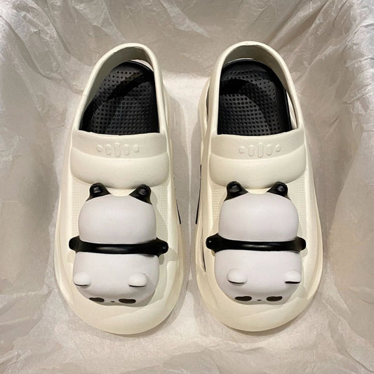 Mandotos Panda lamp light-up slippers for women, EVA sandals with non-slip soles, comfortable summer footwear.