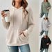 Mandotos women's knit hoodie sweatshirt with pockets, drawstring, long sleeves, solid color, and sunken stripe knitwear design.