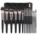 Matte black makeup brush set by Mandotos with 15 essential brushes for flawless makeup application.
