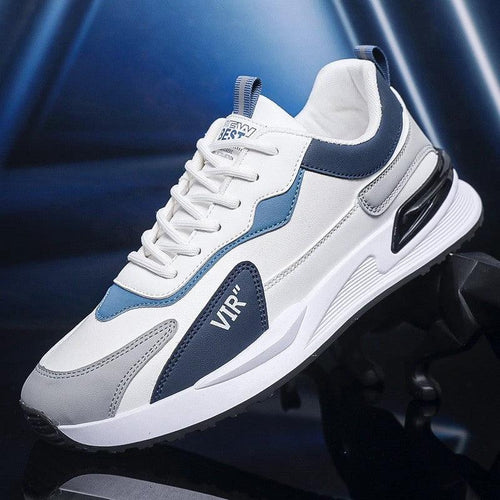 Men's MANDOTOS color block mesh sneakers with casual lace-up design, breathable outdoor shoes for running and sports.