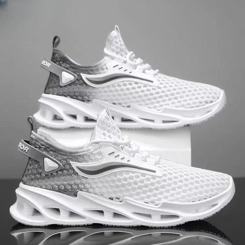 Men's lace-up mesh sneakers by MANDOTOS featuring hollow sole, low-top design, ideal for running and sports activities.