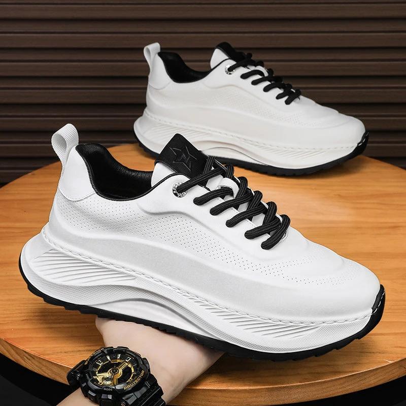 Mandotos men's thick-soled sports shoes with breathable mesh, casual lace-up sneakers, ideal for active and everyday wear.