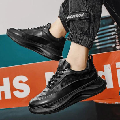 Mandotos men's thick-soled sports shoes with breathable mesh, casual lace-up sneakers, ideal for active wear and everyday comfort.