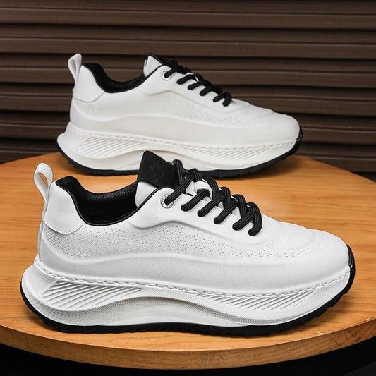 Men's thick-soled sports shoes by MANDOTOS featuring breathable casual sneakers with lace-up design and durable dad shoe style.