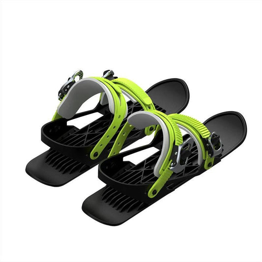 Mandotos mini ski skates on snow, portable and adjustable short skiboard for winter fun and easy snow activity.