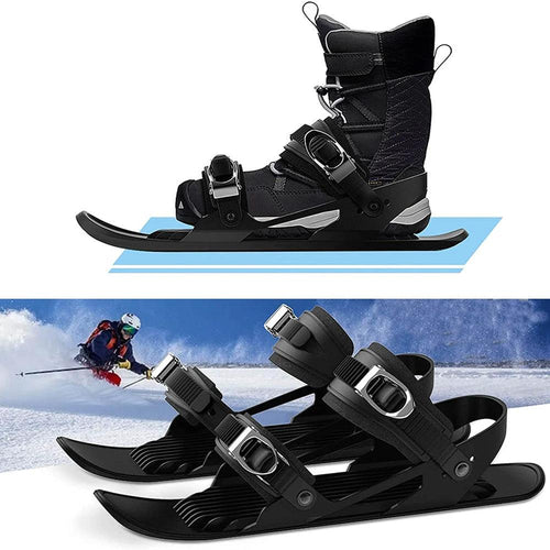 Mandotos portable mini ski skates with adjustable short skiboard for snow, suitable for winter outdoor fun.