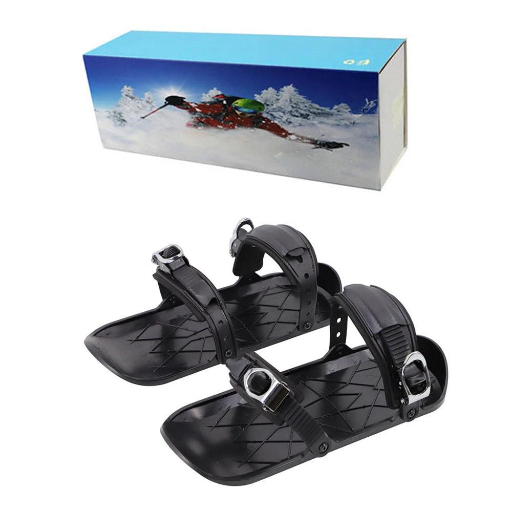 Mandotos Mini Ski Skates, portable and adjustable short skiboard for snow, designed for easy winter fun.