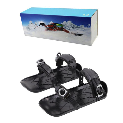 Mandotos Mini Ski Skates, portable and adjustable short skiboard for snow, designed for easy winter fun.
