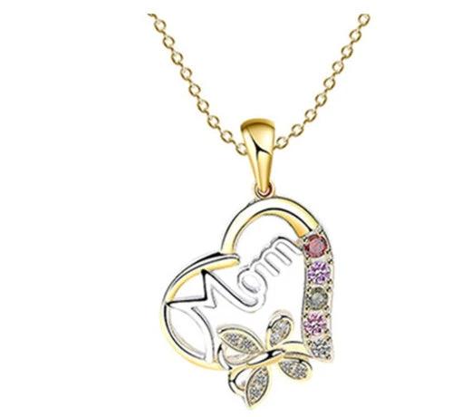 Mandotos mother's day gift ring featuring a hollow heart, English letter love design, rhinestone butterfly embellishments, jewelry accessory.
