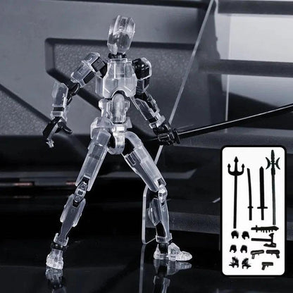 Mandotos Multi-Jointed Shapeshift Robot 3D printed action model toy with flexible, poseable robot figure on a white background.