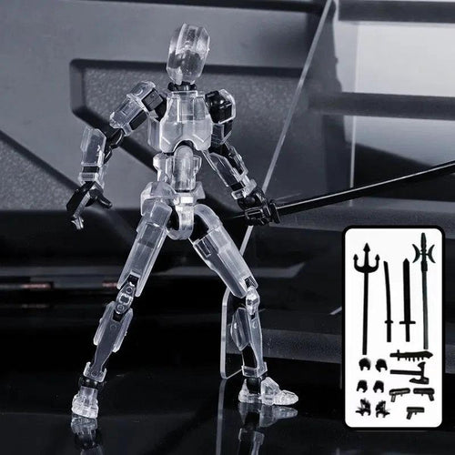 Mandotos Multi-Jointed Shapeshift Robot 3D printed action model toy with flexible, poseable robot figure on a white background.