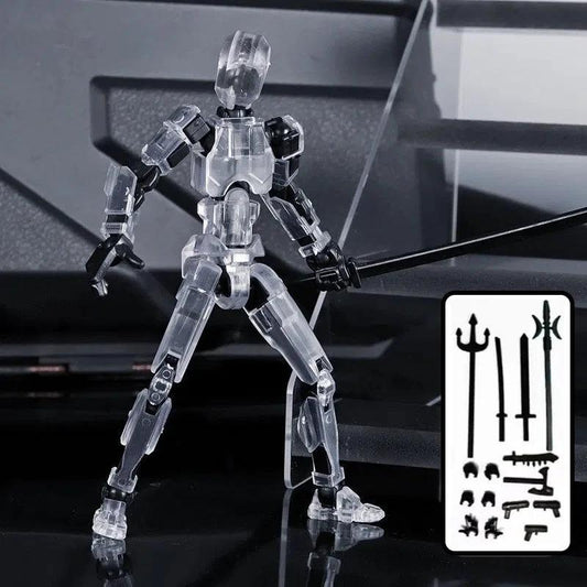 Mandotos Multi-Jointed Shapeshift Robot 3D printed action model toy with flexible, poseable robot figure on a white background.
