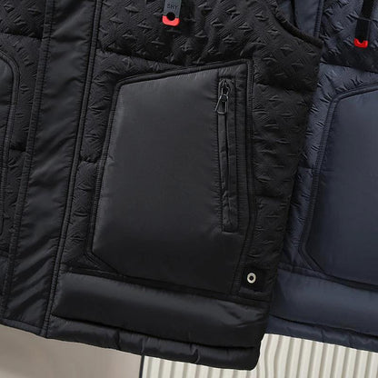 Mandotos thick cotton down vest in a new coat style, featuring a warm, padded design ideal for cold weather.