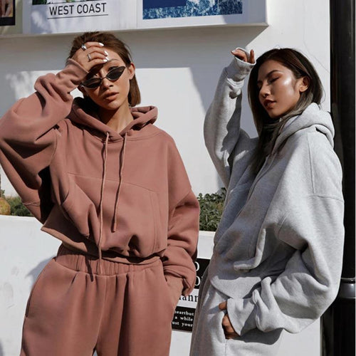 Mandotos women's autumn and winter casual hoodie coat and sports suit, featuring a stylish, comfortable design for cold weather.