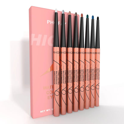 Mandotos PHOFAY colorful waterproof eyeliner set with vibrant, long-lasting eyeliners displayed on a clean surface.