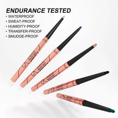 Mandotos PHOFAY colorful waterproof eyeliner set with bold, long-lasting shades displayed in open packaging.