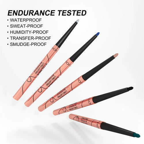 Mandotos PHOFAY colorful waterproof eyeliner set with bold, long-lasting shades displayed in open packaging.