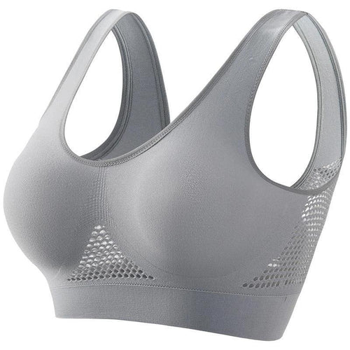 Plus size women's push-up sports bra by MANDOTOS, ideal for running and yoga, showing supportive design and comfortable fit.