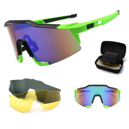 Mandotos men's polarized riding sunglasses with black frames and dark lenses, designed for outdoor riding and sun protection.