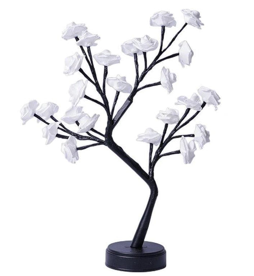 Mandotos Rose Flower Tree Table Lamp with USB fairy night light, decorative desk lamp with floral design and warm illumination