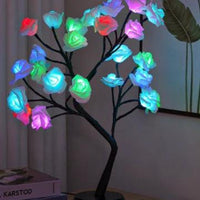 Mandotos Rose Flower Tree Table Lamp with USB Fairy Desk Night Light, decorative floral design for cozy lighting.