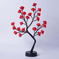 Mandotos Rose Flower Tree Table Lamp with USB fairy night light, decorative desk lamp for cozy ambiance.