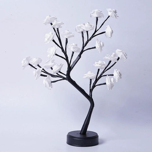 Mandotos rose flower tree table lamp with USB fairy night light, decorative desk lamp for cozy ambiance.