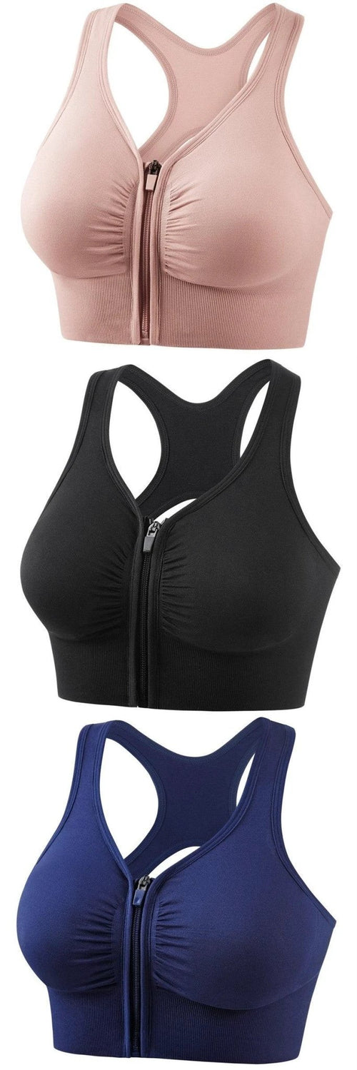 Mandotos shockproof push-up plus size running and yoga sports bra, black, with supportive design for fitness activities.