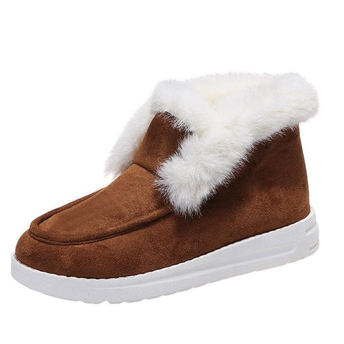 Mandotos women's snow boots with plush fur lining, warm winter ankle shoes, ideal for cold weather.
